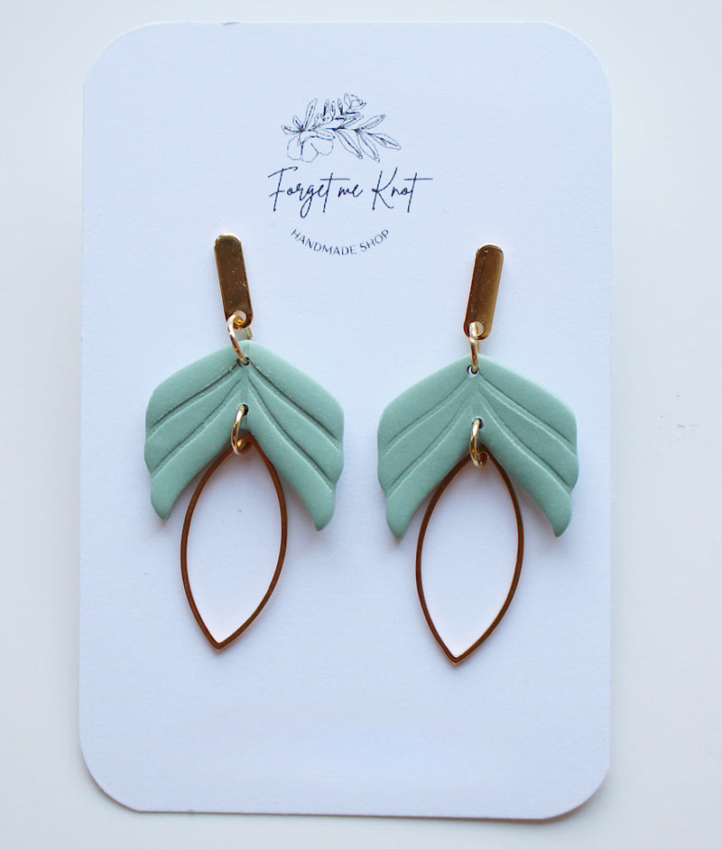 Mint feather earrings